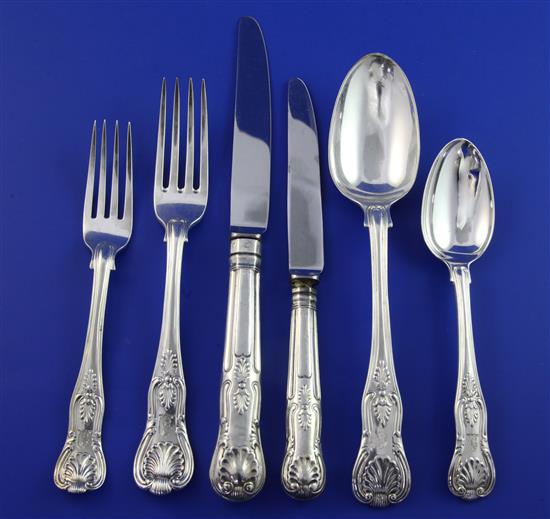 A matched part canteen of 19th century silver and later silver plated double struck cutlery, weighable silver 121 oz.